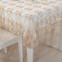 Vintage Lace Tablecloth w/ Flower Design for Wedding, Dinner, Outdoor Party