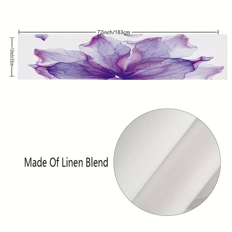 Purple Floral Long Table Runner 33x182 cm Retro Art Linen Dining Table Runners