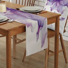 Purple Floral Long Table Runner 33x182 cm Retro Art Linen Dining Table Runners