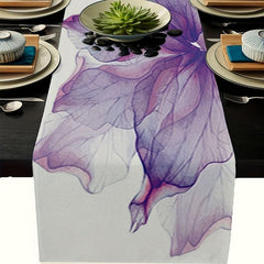 Purple Floral Long Table Runner 33x182 cm Retro Art Linen Dining Table Runners