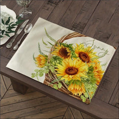 Boho Yellow Sunflower & Bicycle Placemat Set