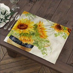 Boho Yellow Sunflower & Bicycle Placemat Set