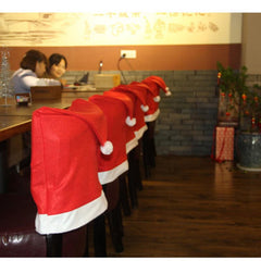 Christmas Chair Cover Set Holiday Decorations Santa Hat Room Decor