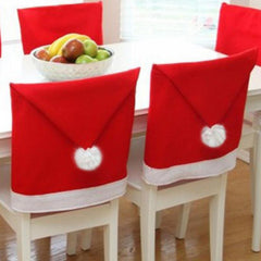 Christmas Chair Cover Set Holiday Decorations Santa Hat Room Decor
