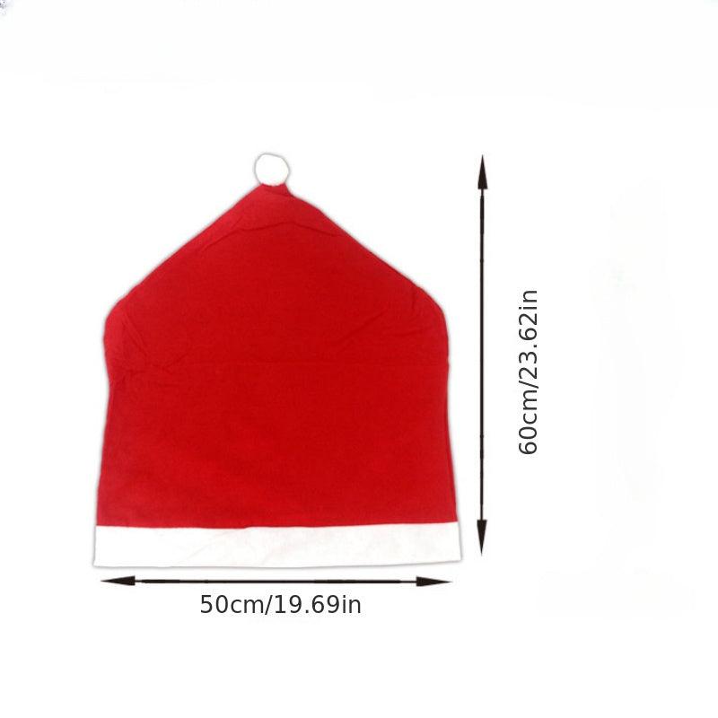 Christmas Chair Cover Set Holiday Decorations Santa Hat Room Decor