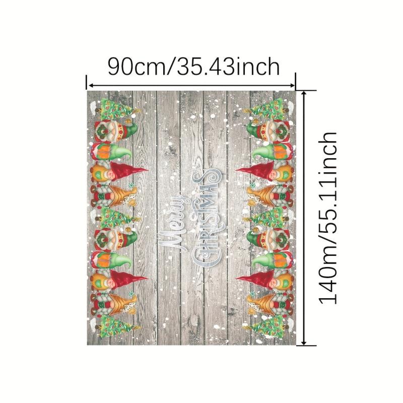 Polyester Table Cloth Merry Christmas Gnome Snowflake Pattern Table Cover