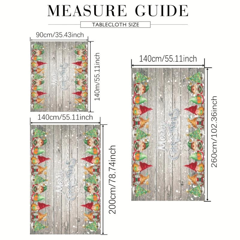Polyester Table Cloth Merry Christmas Gnome Snowflake Pattern Table Cover