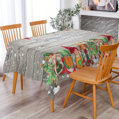 Polyester Table Cloth Merry Christmas Gnome Snowflake Pattern Table Cover