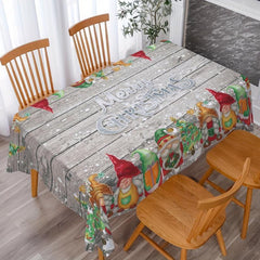 Polyester Table Cloth Merry Christmas Gnome Snowflake Pattern Table Cover