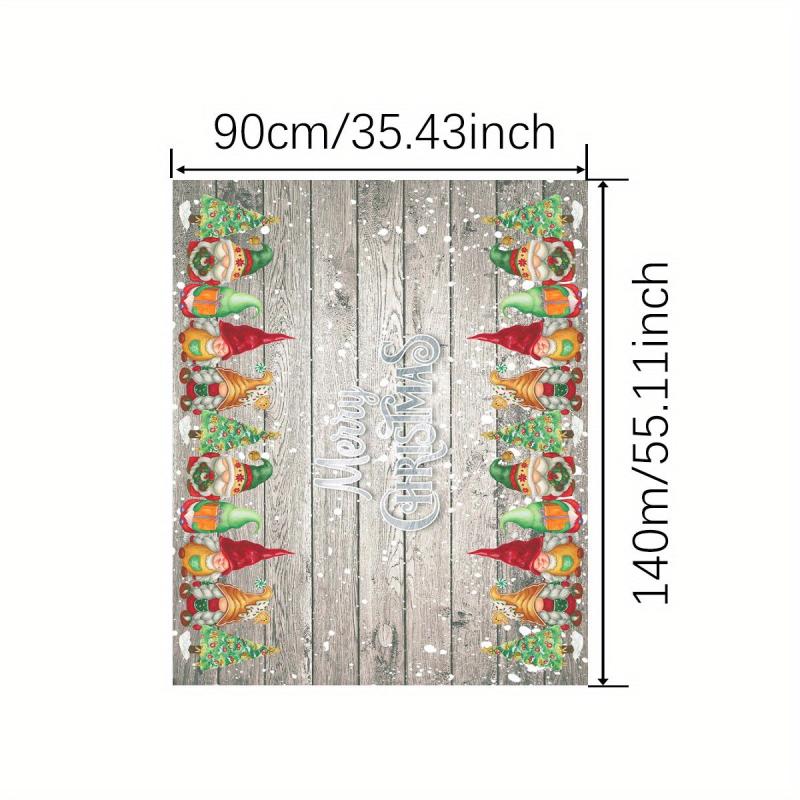 Polyester Table Cloth Merry Christmas Gnome Snowflake Pattern Table Cover