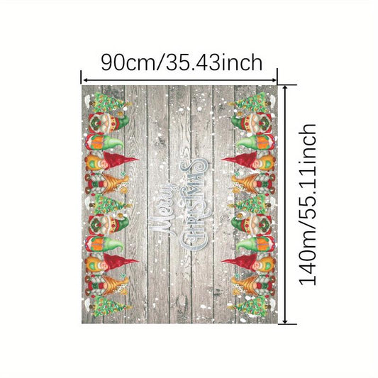 Polyester Table Cloth Merry Christmas Gnome Snowflake Pattern Table Cover