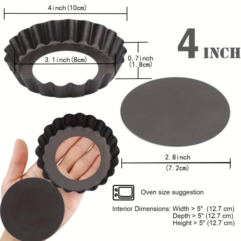 6pcs Mini Tart Pans 10 16 Cm Removable Bottom Nonstick Quiche Pie Pan Set