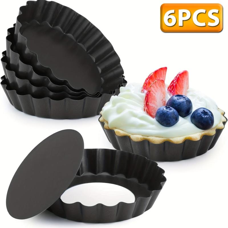 6pcs Mini Tart Pans 10 16 Cm Removable Bottom Nonstick Quiche Pie Pan Set