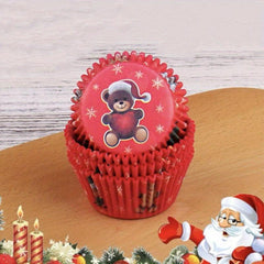 100pcs Christmas Cupcake Liners Elk Christmas Tree Snowman Cupcake Cup