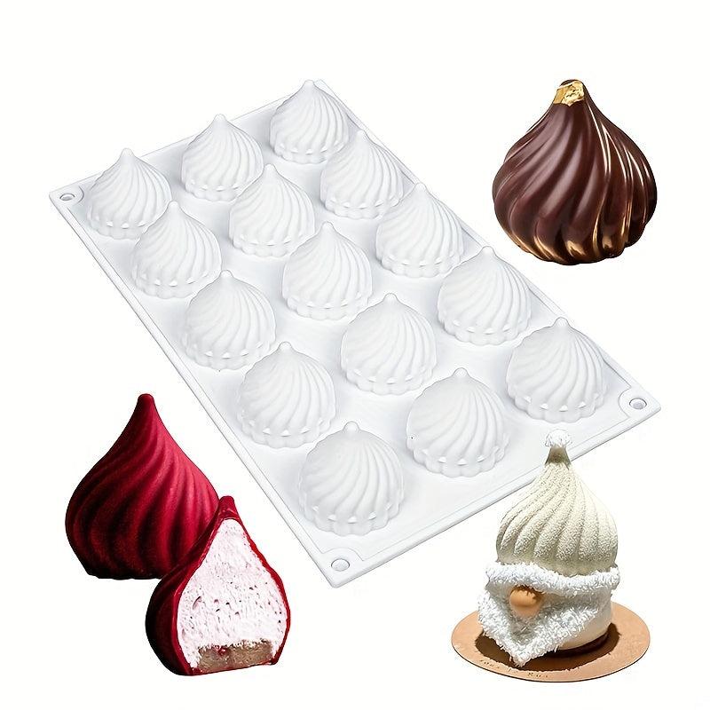 15 Cavities Spiral Chocolate Mold 3D Onion Shaped Candy Mold