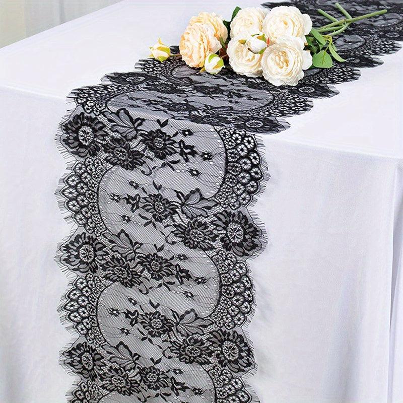 1pc Crochet Lace Table Runner Floral Hollow Out Fabric Long Dresser