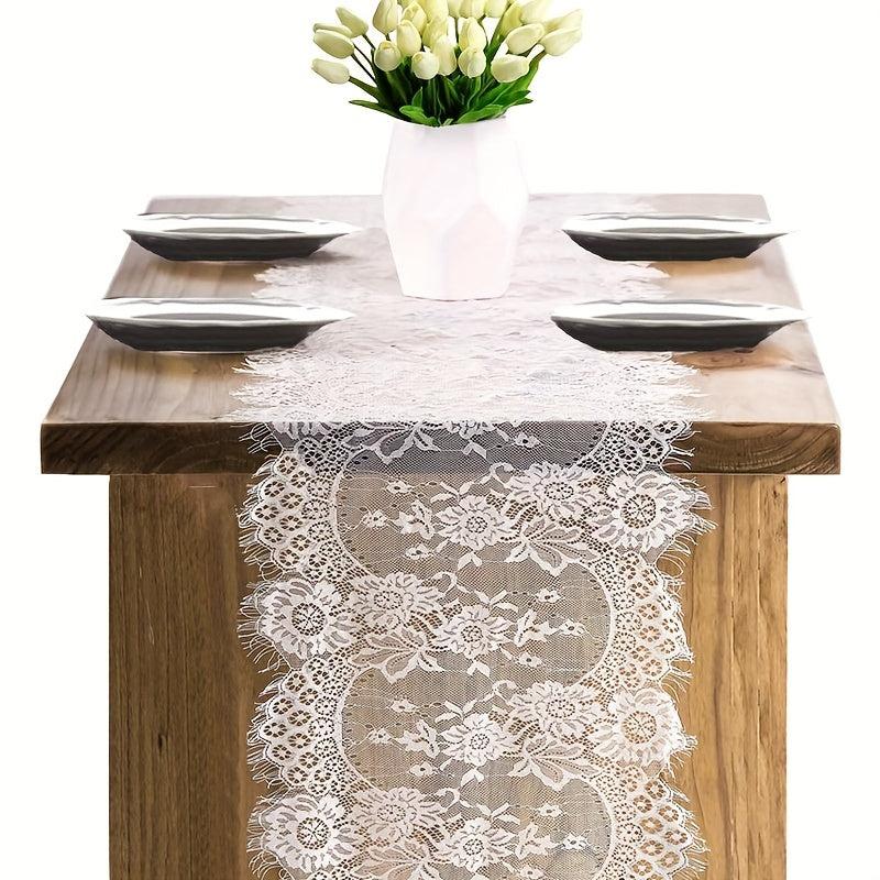 1pc Crochet Lace Table Runner Floral Hollow Out Fabric Long Dresser