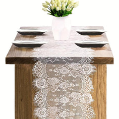 1pc Crochet Lace Table Runner Floral Hollow Out Fabric Long Dresser