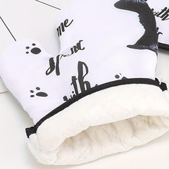 2pcs Cat Scratch Pattern Kitchen Pot Rack Mat & Oven Gloves Set