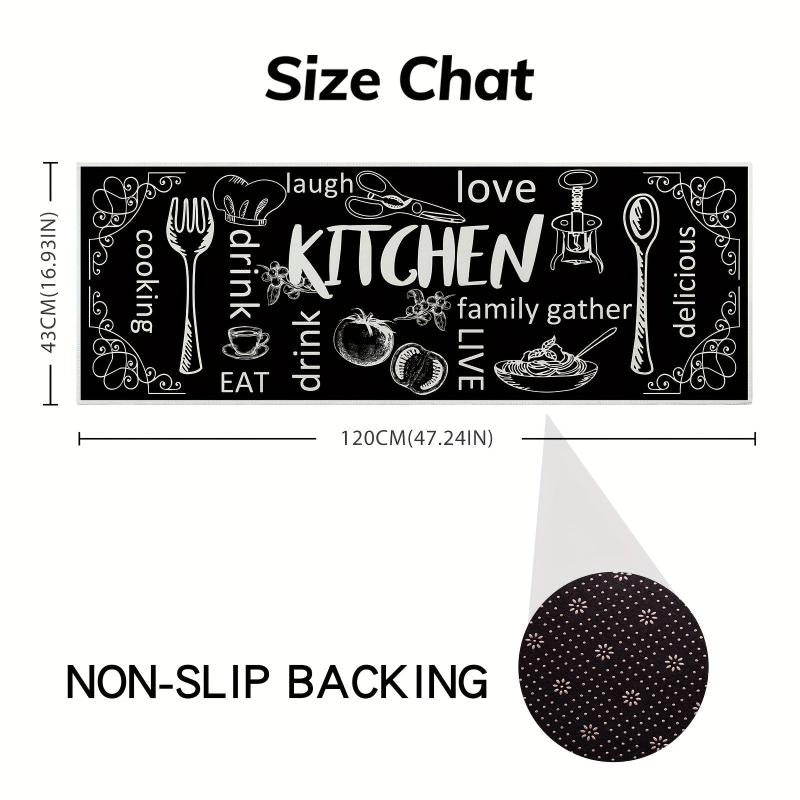 1pc Printed Kitchen Rugs Absorbent Non Slip Stain Resistant Floor Mat