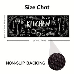 1pc Printed Kitchen Rugs Absorbent Non Slip Stain Resistant Floor Mat