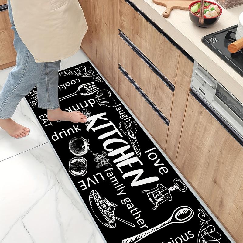 1pc Printed Kitchen Rugs Absorbent Non Slip Stain Resistant Floor Mat