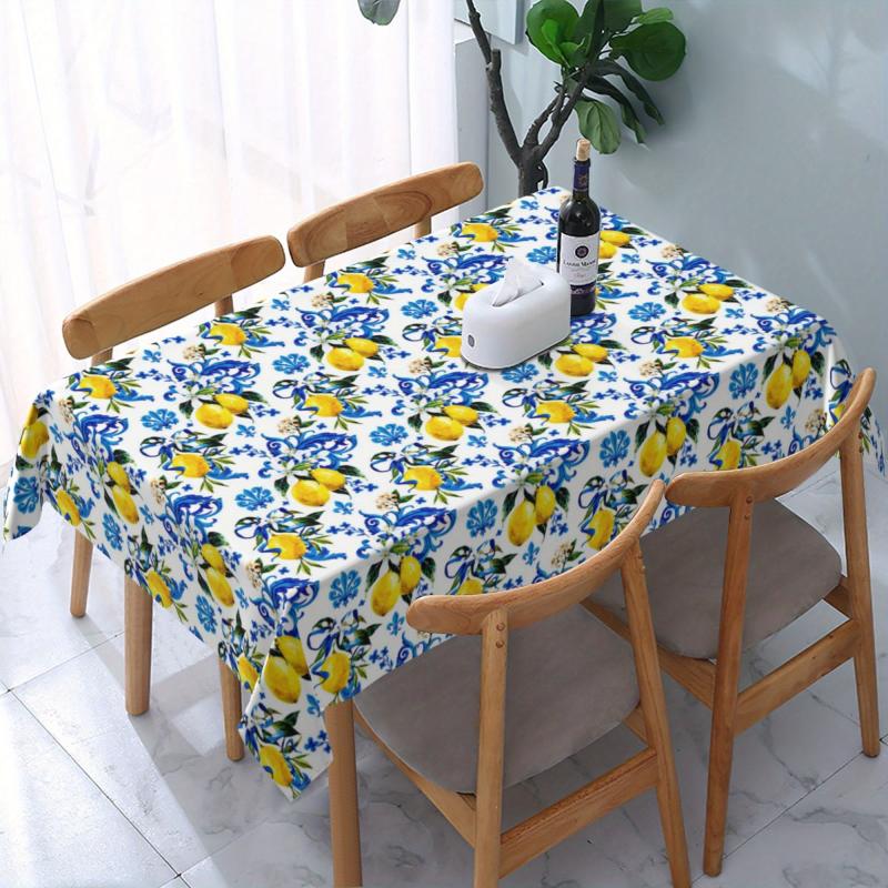 Lemon Fruit Tablecloth Wrinkle Table Cloth Spring Summer Decor