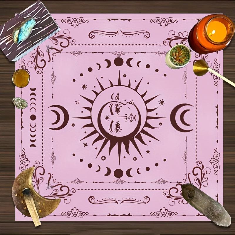 Pink Tarot Cloth Sun Moon Phase Altar Cloth Starry Tarb Oracle Card Tablecloth