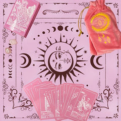 Pink Tarot Cloth Sun Moon Phase Altar Cloth Starry Tarb Oracle Card Tablecloth