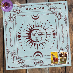 Pink Tarot Cloth Sun Moon Phase Altar Cloth Starry Tarb Oracle Card Tablecloth