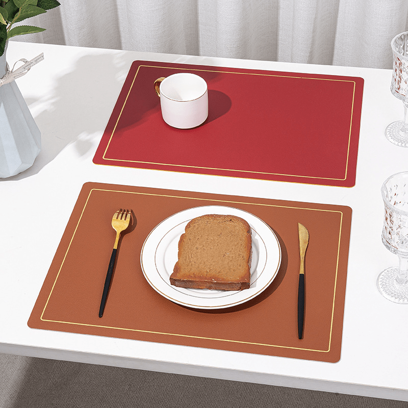 1pc Leather Placemat Western Placemat Table Pad Heat Insulation Pad