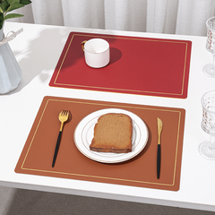 1pc Leather Placemat Western Placemat Table Pad Heat Insulation Pad