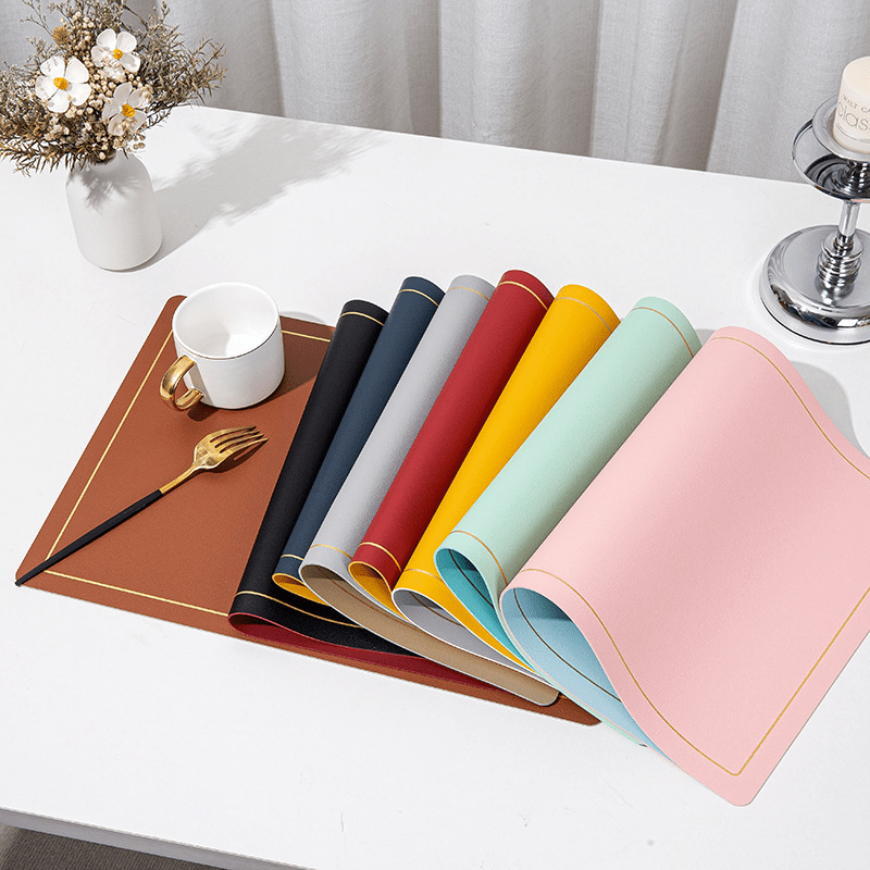 1pc Leather Placemat Western Placemat Table Pad Heat Insulation Pad
