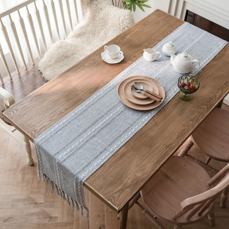Polyester Table Runner Nordic Geometric Style Solid Table Cover
