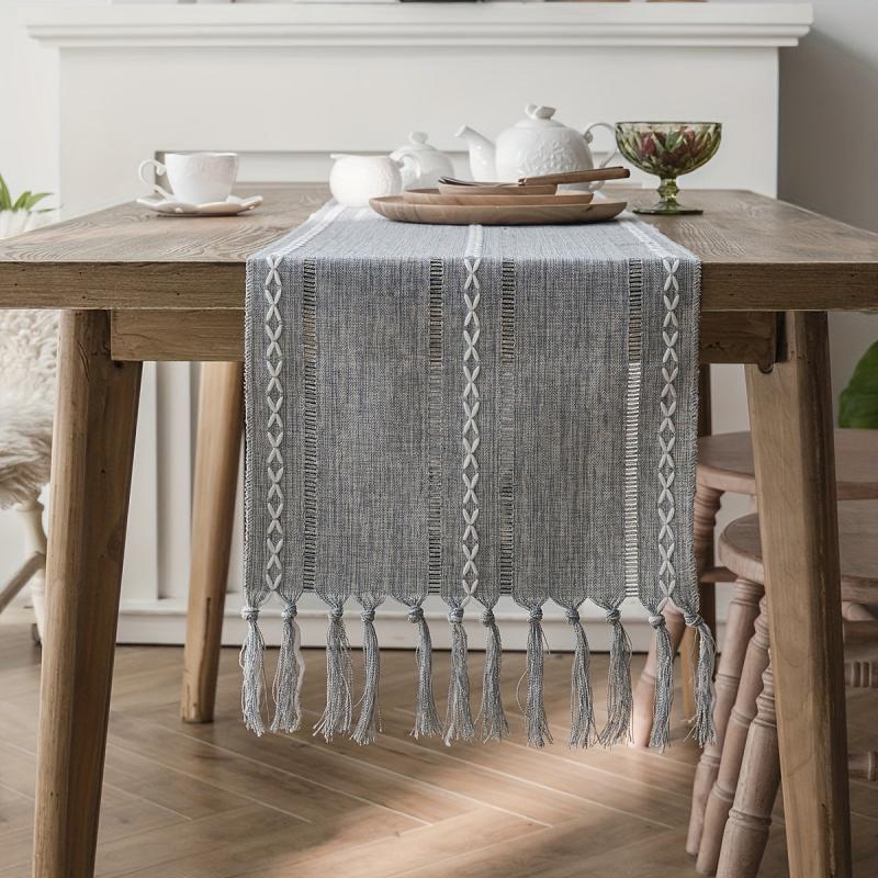 Polyester Table Runner Nordic Geometric Style Solid Table Cover