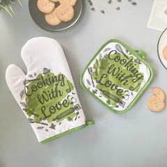 2pcs Colorful Printed Oven Mitts Heat Resistant Baking Gloves