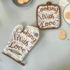 2pcs Colorful Printed Oven Mitts Heat Resistant Baking Gloves