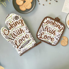 2pcs Colorful Printed Oven Mitts Heat Resistant Baking Gloves