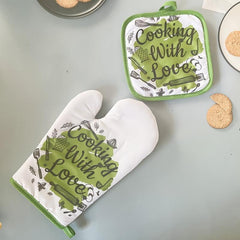 2pcs Colorful Printed Oven Mitts Heat Resistant Baking Gloves
