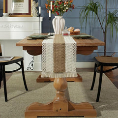 Boho Macrame Crochet Table Runner with Tassels