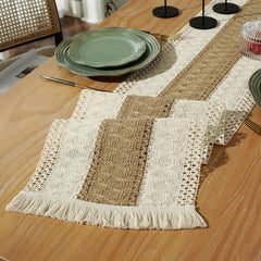 Boho Macrame Crochet Table Runner with Tassels