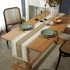 Boho Macrame Crochet Table Runner with Tassels