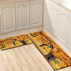Thanksgiving Kitchen Rugs Autumn Leaves Non Slip Comfort Standing Mats