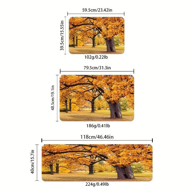 Thanksgiving Kitchen Rugs Autumn Leaves Non Slip Comfort Standing Mats