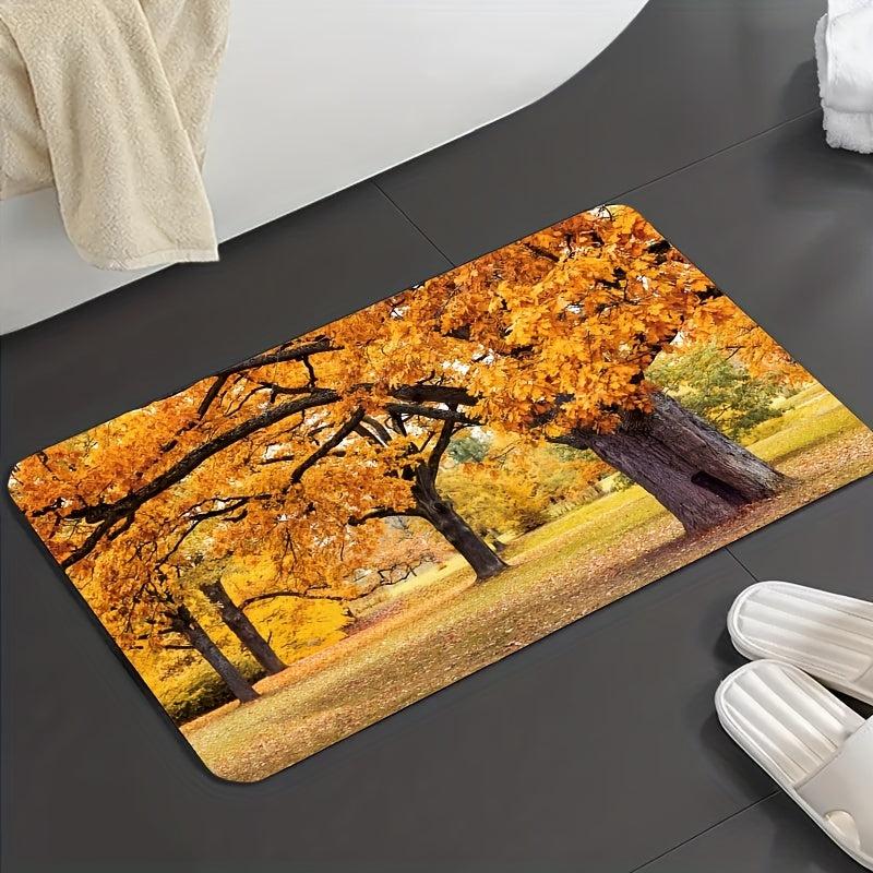 Thanksgiving Kitchen Rugs Autumn Leaves Non Slip Comfort Standing Mats