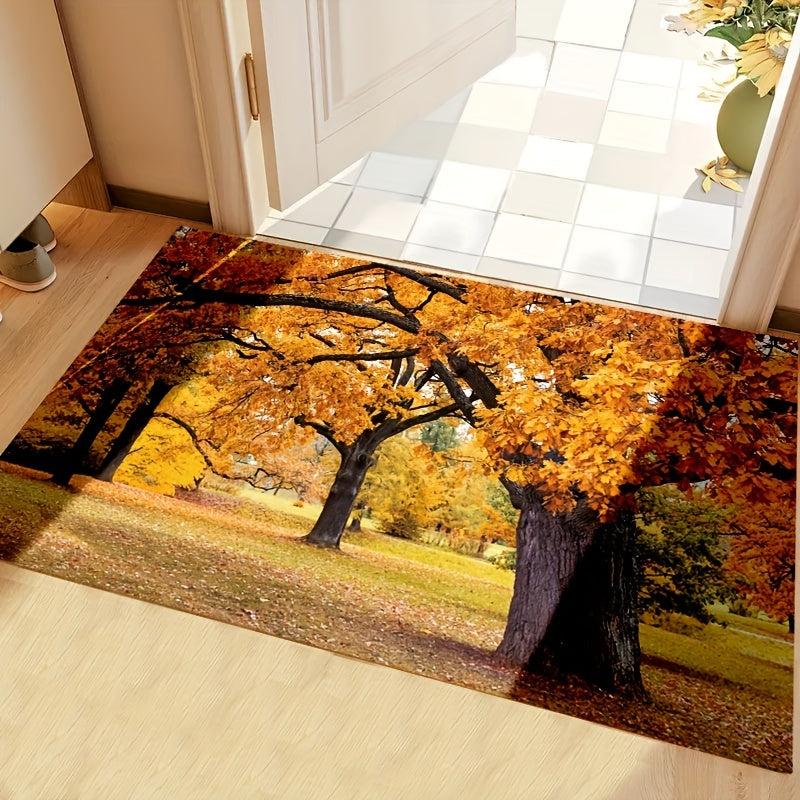 Thanksgiving Kitchen Rugs Autumn Leaves Non Slip Comfort Standing Mats