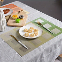 1pc Woven Teslin Placemats Contrast Washable Reusable Anti-fouling Table Mats