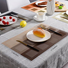1pc Woven Teslin Placemats Contrast Washable Reusable Anti-fouling Table Mats