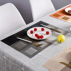 1pc Woven Teslin Placemats Contrast Washable Reusable Anti-fouling Table Mats