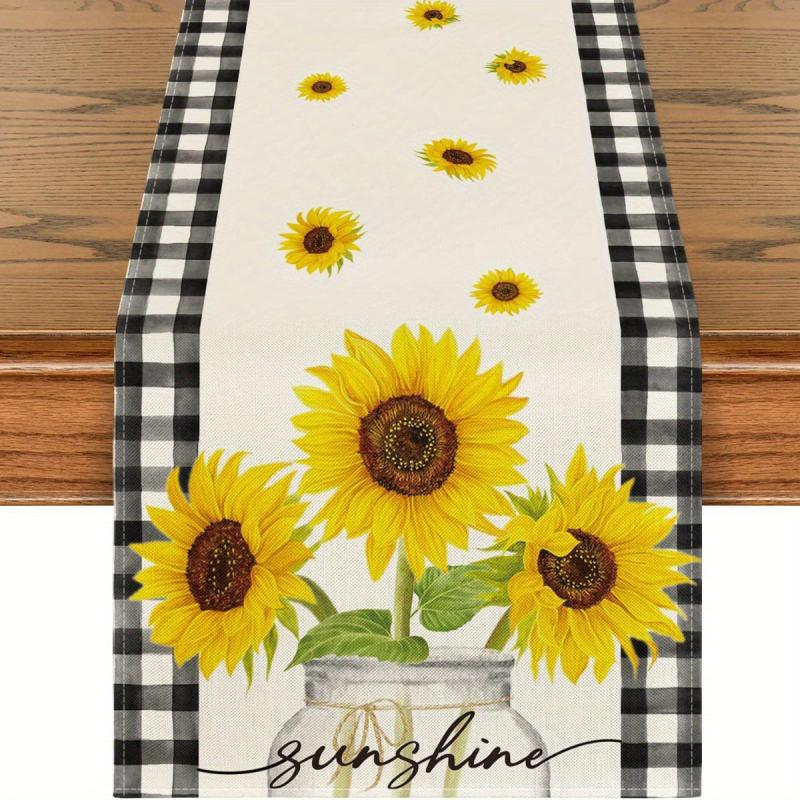 Sun Flower Table Runner Hello Sunshine Truck TV Cabinet Cover